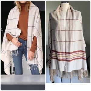 Madewell Cream and Brown Plaid Wrap